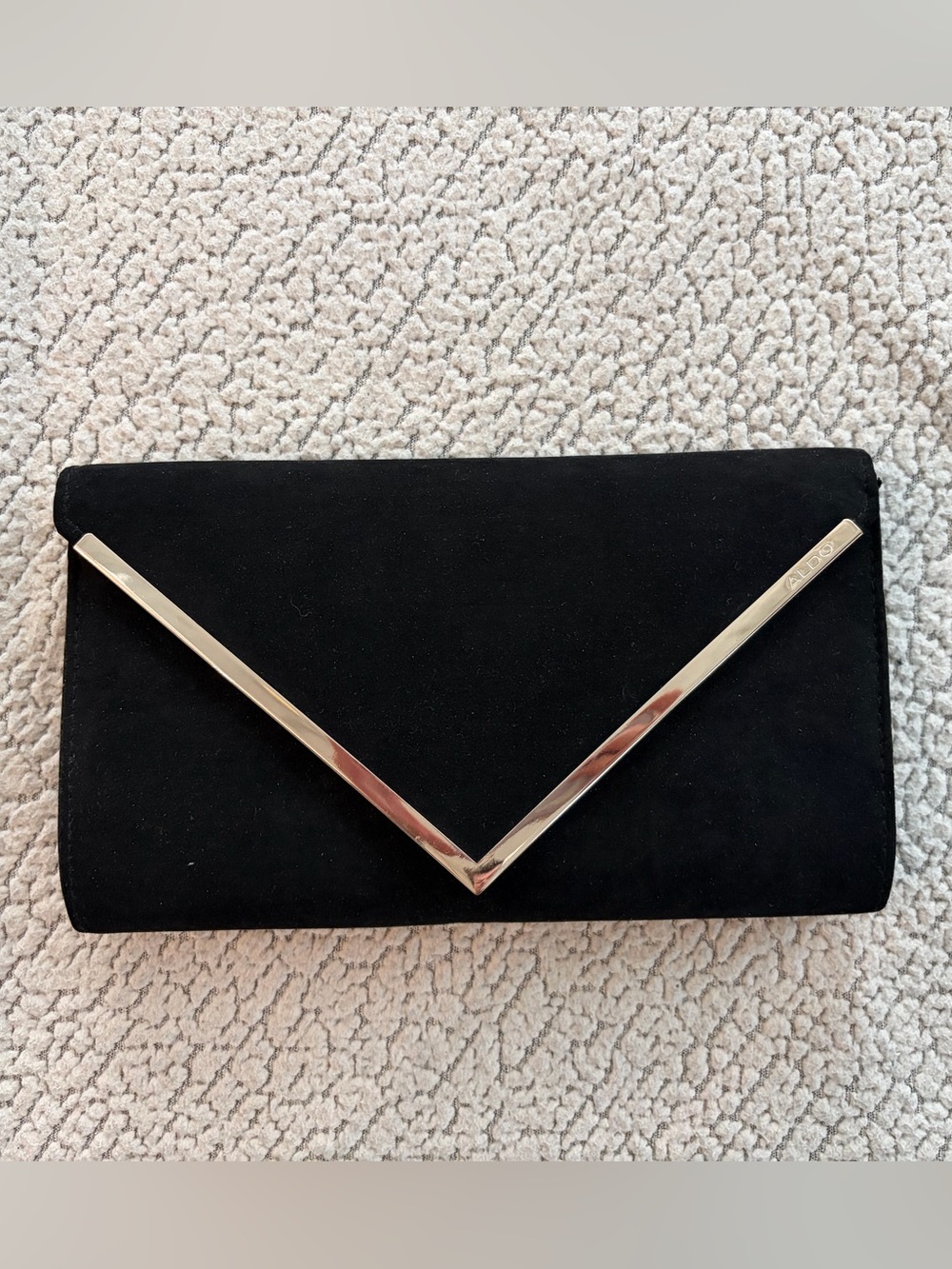 ALDO Black Suede Envelope Clutch w/ Crossbody Option